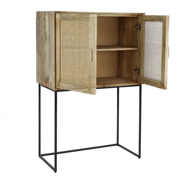 Mango wood cabinet with woven bamboo doors furniture algarve shop buy