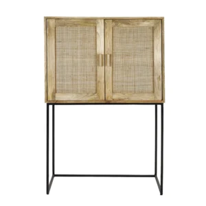 Mango wood cabinet with woven bamboo doors furniture algarve shop buy