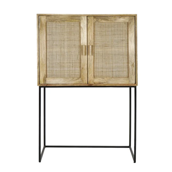 Mango wood cabinet with woven bamboo doors furniture algarve shop buy