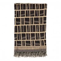 Black and Beige Wool and Silk Throw by Oliveira Algarve 1