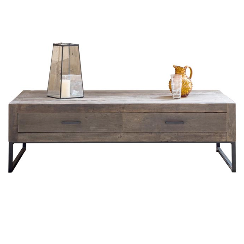wood coffee table, elm, iron, drawers, furniture, algarve, oliveira