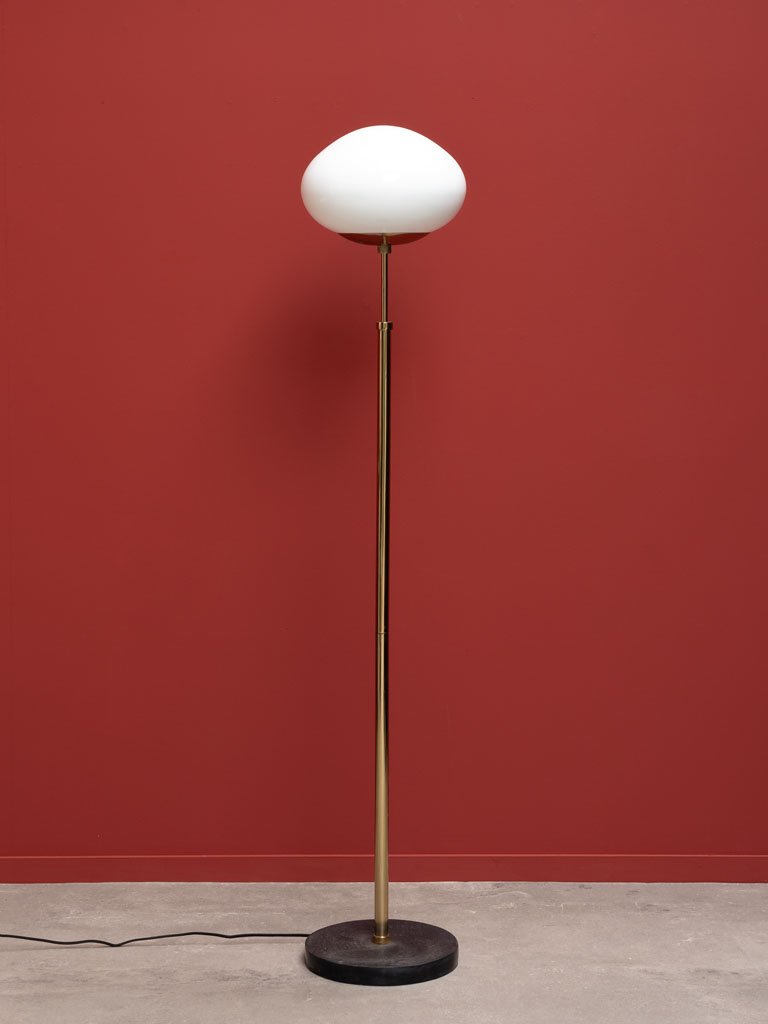 Big White Ceramic and Marble Bulb Straight Floor Lamp by Oliveira Algarve