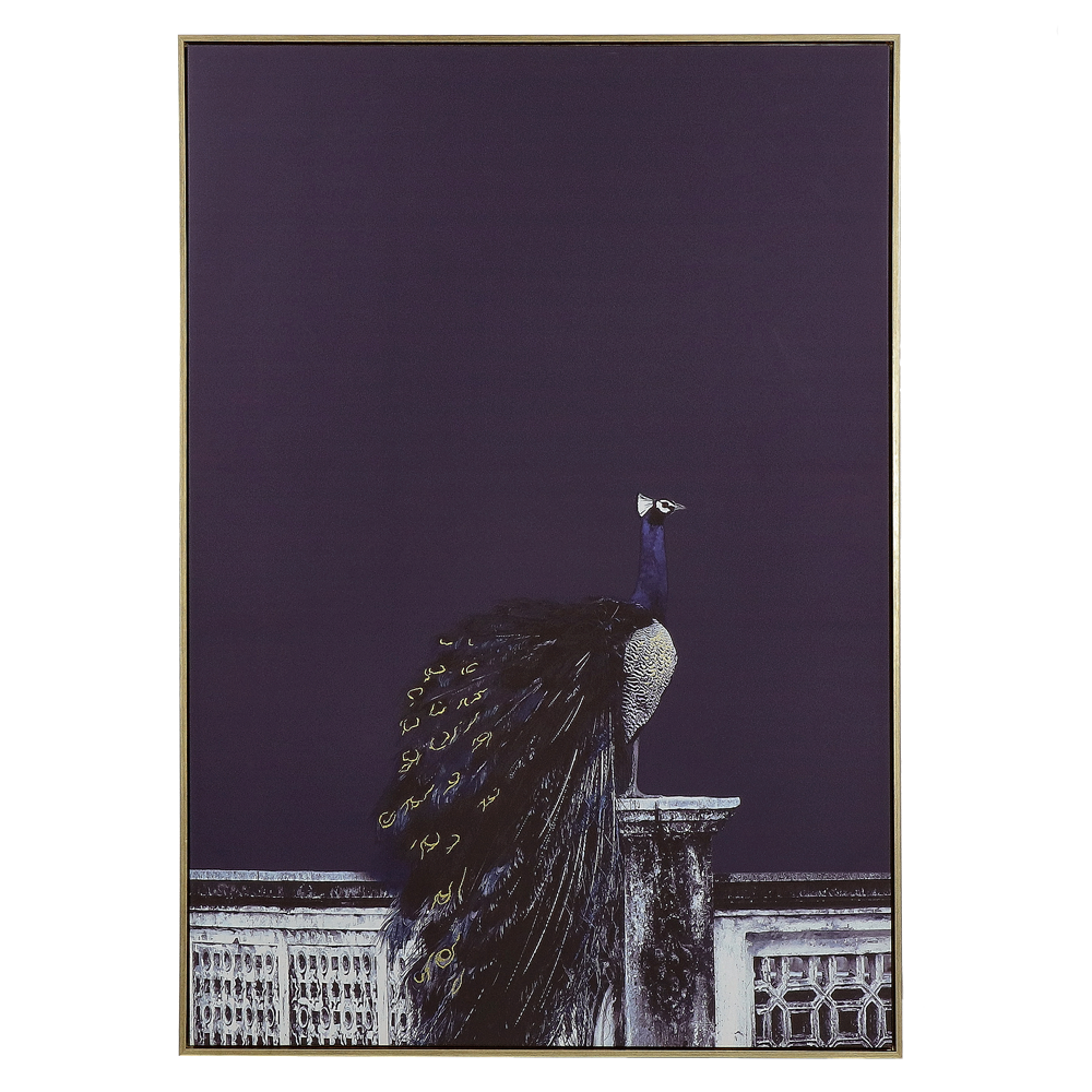 peacock theme canvas art frame with gold foil detail furniture shop algarve