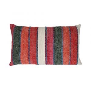 Red and Dark Grey Stripe Cushion - Kreta - soft furnishings - cushions - Oliveira Algarve