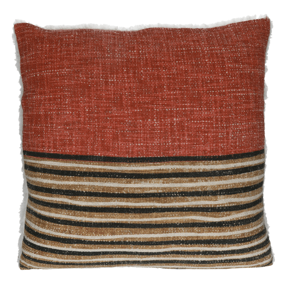 Red and Black Half Stripe Soft Cushion - Toudou - soft furnishings - cushions - Oliveira Algarve