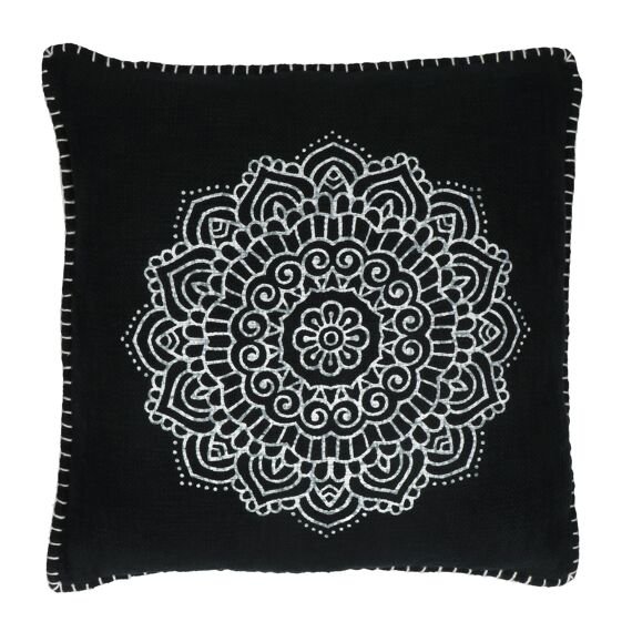 Peaceful Pattern Black Cushion - Hammam - soft furnishings - cushions - Oliveira Algarve