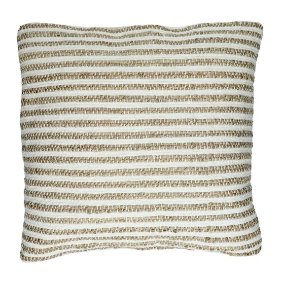 Cotton and Jute Stripes Square Cushion - Tilly - soft furnishings - cushions - Oliveira Algarve