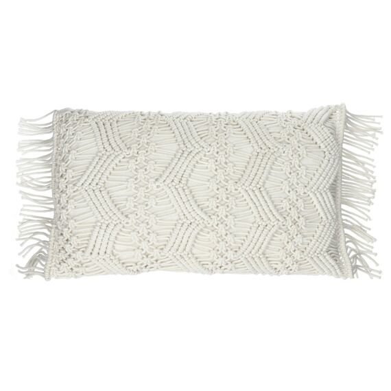 Bold White Hand Knit Cushion - Lisboa - soft furnishings - cushions - Oliveira Algarve