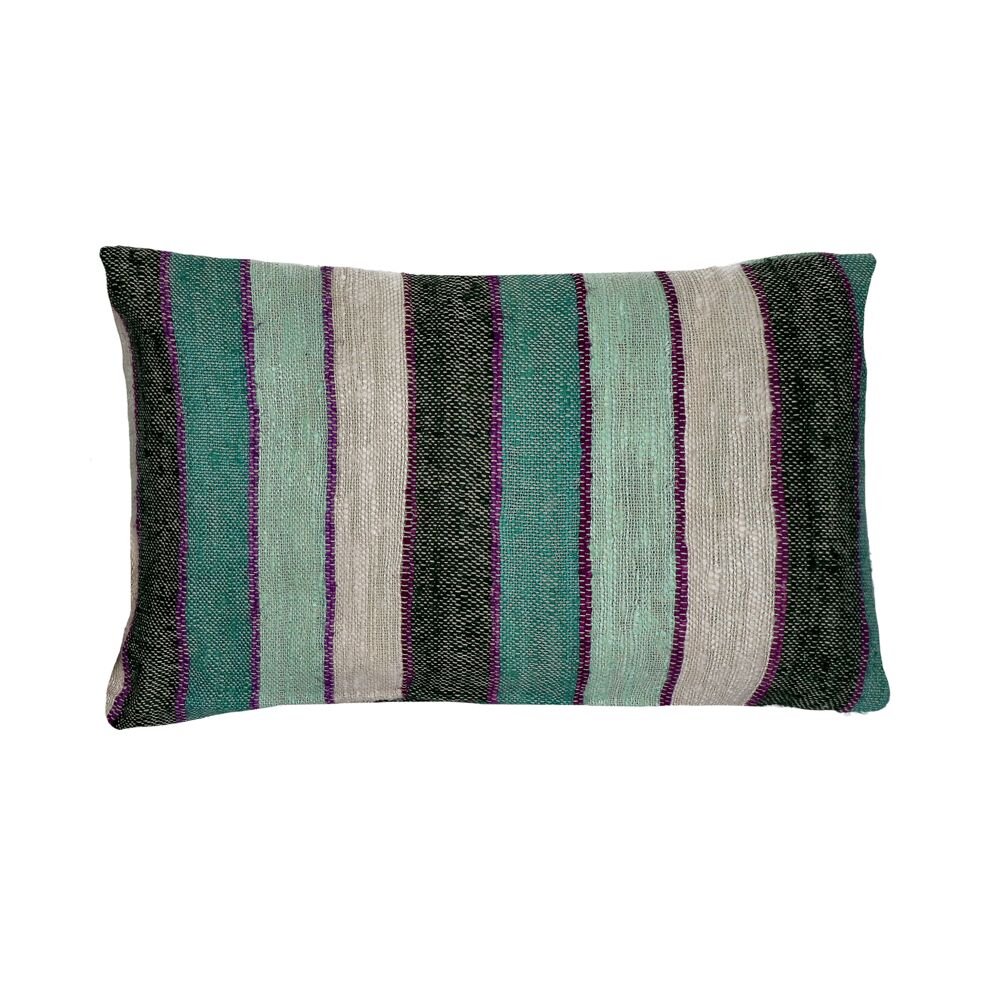 Aqua and Turquoise Stripe Cushion - Kreta - soft furnishings - cushions - Oliveira Algarve