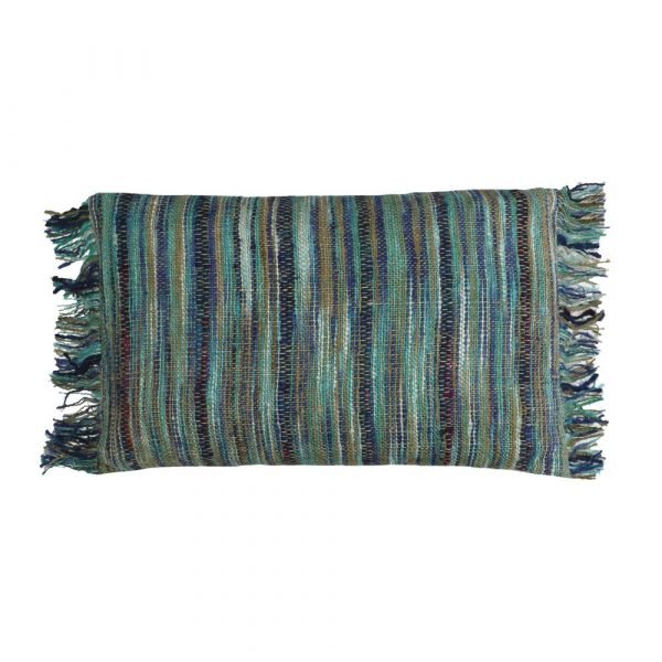 Linen and Viscose Blue and Green Cushion - Nataraj - soft furnishings - cushions - Oliveira Algarve