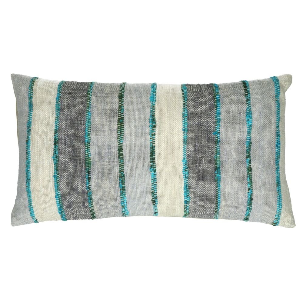 Turquoise Beach Blue Lined Cushion - Kreta - soft furnishings - cushions - Oliveira Algarve