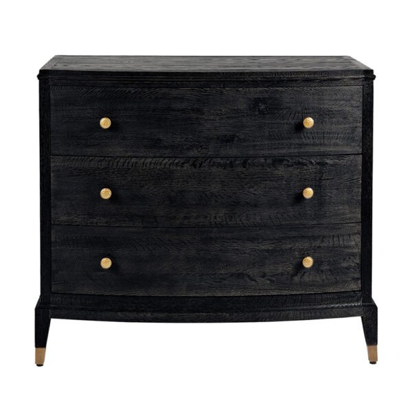 The beautiful subtle lines of this solid Oak wood chest of drawers are something to behold. Made to the highest quality from solid natural Oak wood it features 3 drawers and brass detailing-Cabinets-Chest of Drawers-Available at Oliveira in Tavira