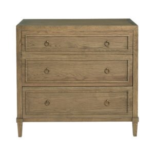 A classical chest of drawers design crafted from Oak wood and featuring refined copper handle detail and 3 drawers-Cabinets-Chest of Drawers-Available at Oliveira in Tavira