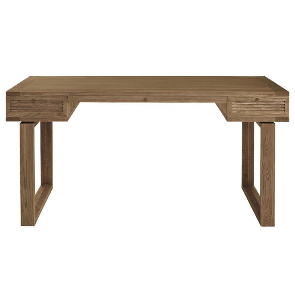 A stunning Oak wood desk in a contemporary yet classic style featuring large workspace