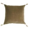 A beautifully chic and sumptuous cushion featuring a Taupe velvet front and natural linen rear