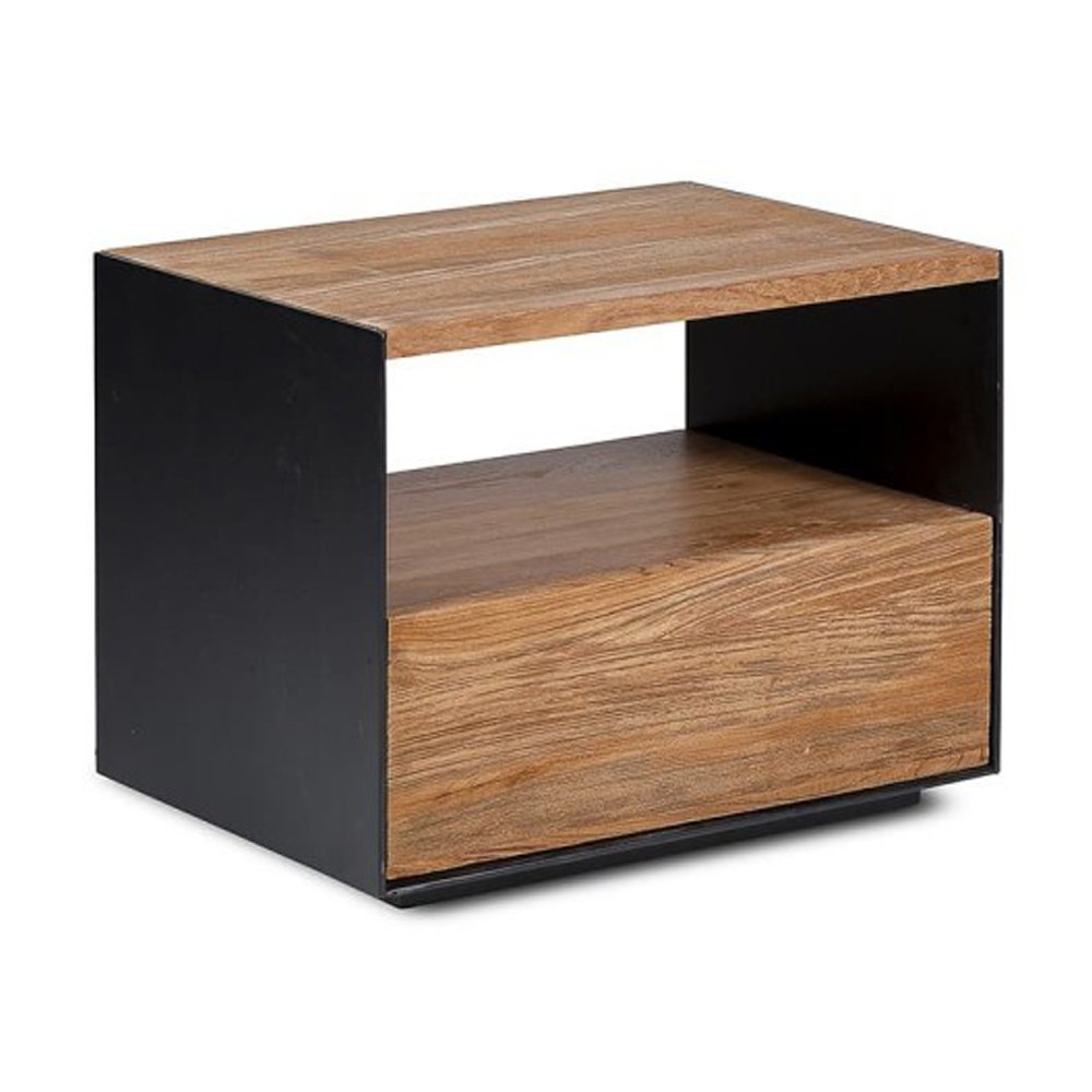 this bedside cabinet / table is hand crafted from solid reclaimed Teak wood. This cabinet features one drawer