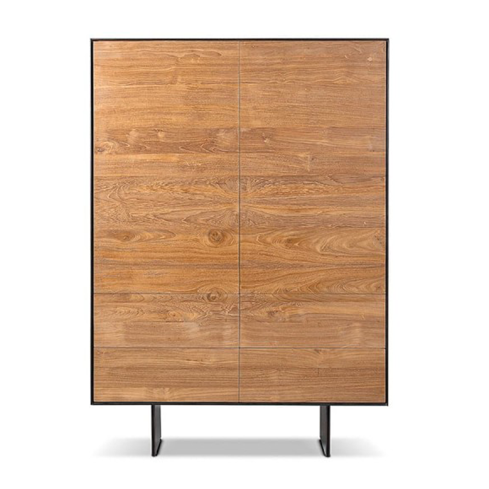 This imposing natural untreated Teak wood high sideboard makes a statemen. With a rustic finishand hand formed contemporary Iron frame it is both functional and beautiful.-Sideboards-Cabinets-Available at Oliveira in Tavira