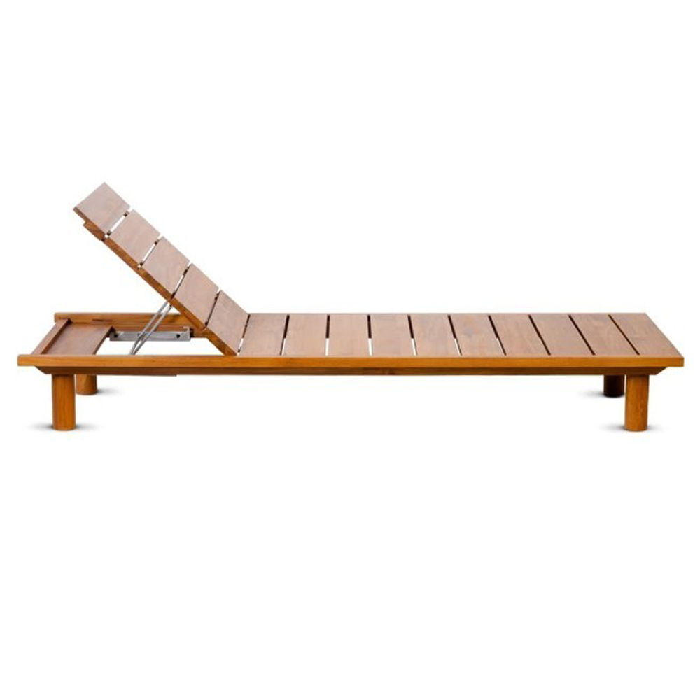 This ultimate stylish sun lounger / sunbed hand crafted from natural reclaimed Teak Wood and featuring high quality stainless steel reclining mechanism.