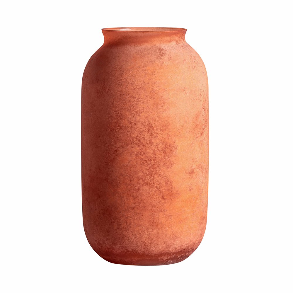 A stunning larg glass vase with aged orange patina. - Decorative Items - Vases - Plant Pots