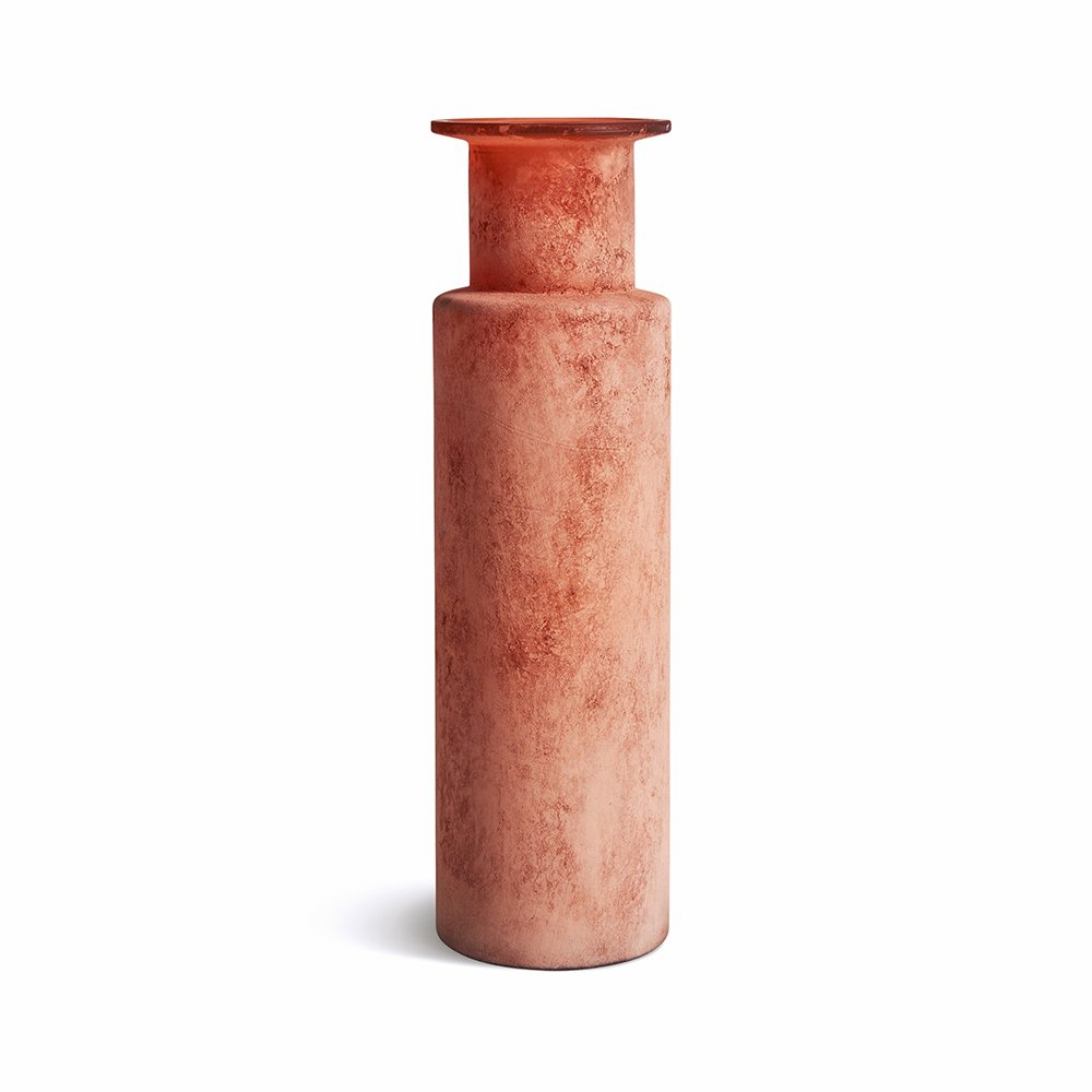 An elegant distressed orange glass tall vase. - Decorative Items - Vases - Plant Pots
