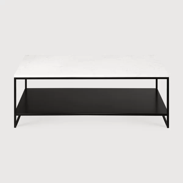 Solid Marble Top Coffee Table with Contemporary Black Iron Base - Available in Two Marble Colours Furniture Tables Coffee tables