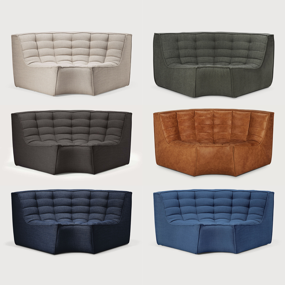 Contemporary Relaxed Style Modular Sofa available in 6 colours - Extended Curved Corner Sofa Furniture Designer Sofas