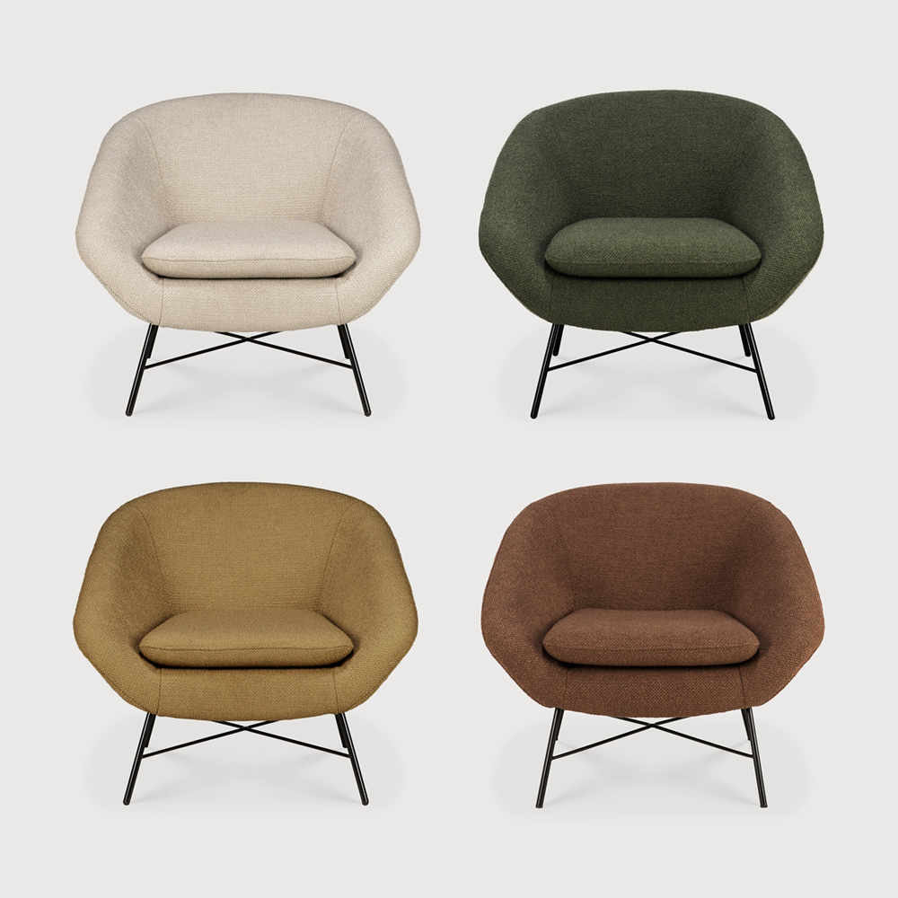 Lounge Chairs - Contemporary Mid-Century Inspired Lounge Chair - available in 4 fabric colours - View Item in our Oliveira Furniture Store in Tavira