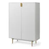SATINATED CABINET LACQUERED IN WHITE COLOUR FEATURING GOLD DETAILS-Furniture Outlet-