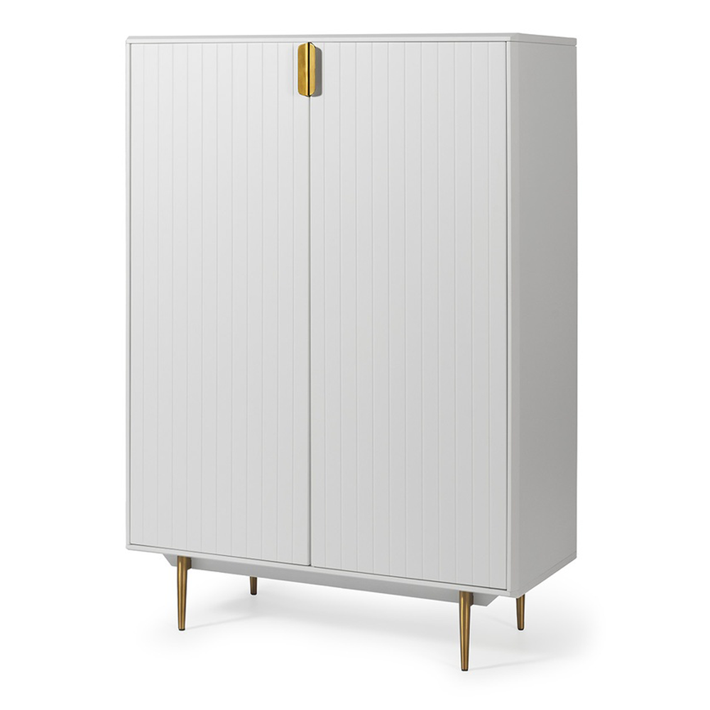 SATINATED CABINET LACQUERED IN WHITE COLOUR FEATURING GOLD DETAILS-Furniture Outlet-