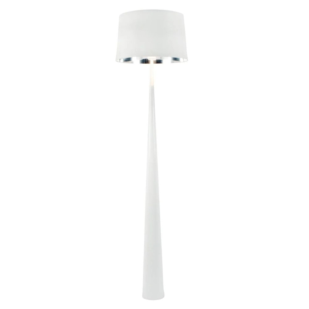 CONTEMPORARY WHITE EPOXY LAQUERED STEEL  FLOOR LAMP IN WHITE-Lighting Outlet-