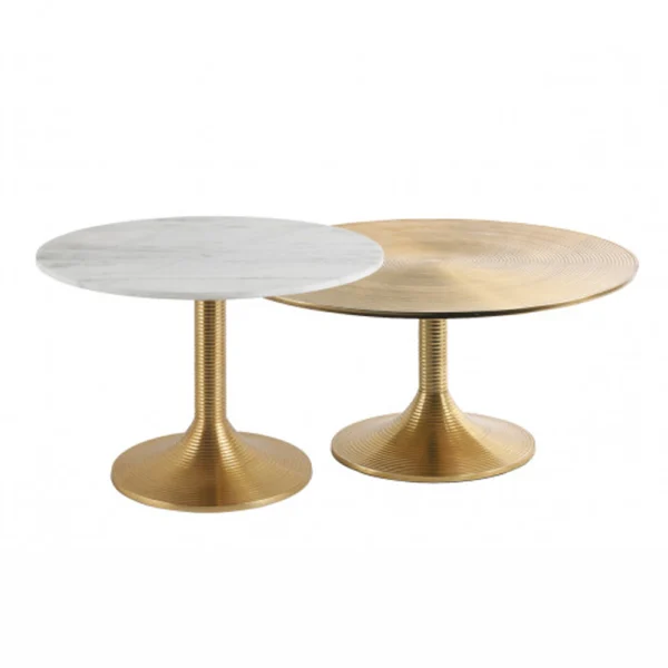 Set of 2 Marble and Brass refined coffee tables-Furniture Outlet-