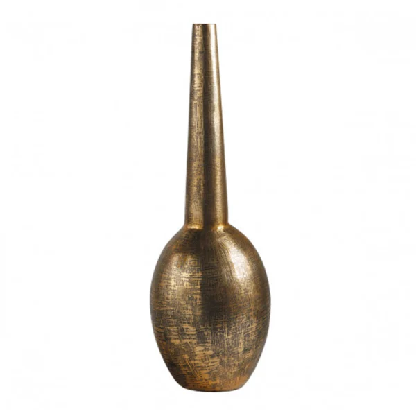 Tall Gold tone brass vase-Decorative Items Outlet-