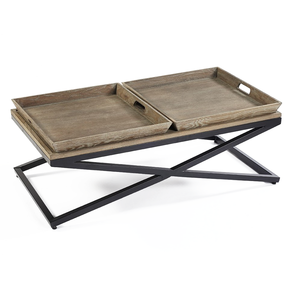 Comtemporary Aged Oak Tray/Coffee Table-Furniture Outlet-