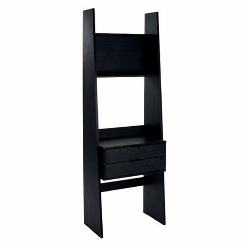 Black Wooden 2-Drawer Storage Rack-Furniture Outlet-