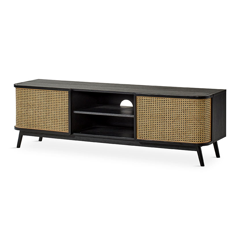 Black Contemporary style TV Stand with 2 Drawers-Furniture Outlet-