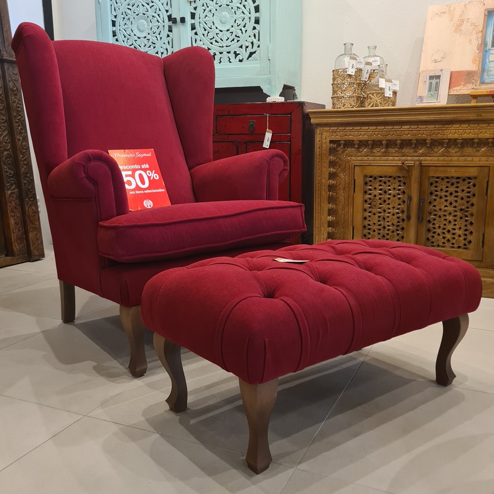 Classic-Style High Back Lounge Armchair (footrest also available separately) - Image 3