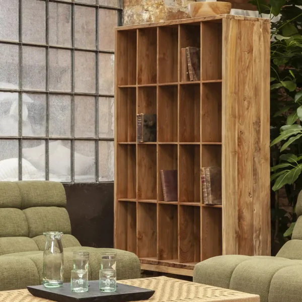 Natural Teak Display Cabinet / Bookcase with Rustic Finish furniture algarve shop buy