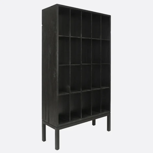 Black Teak Display Cabinet / Bookcase with Rustic Finish furniture algarve shop buy