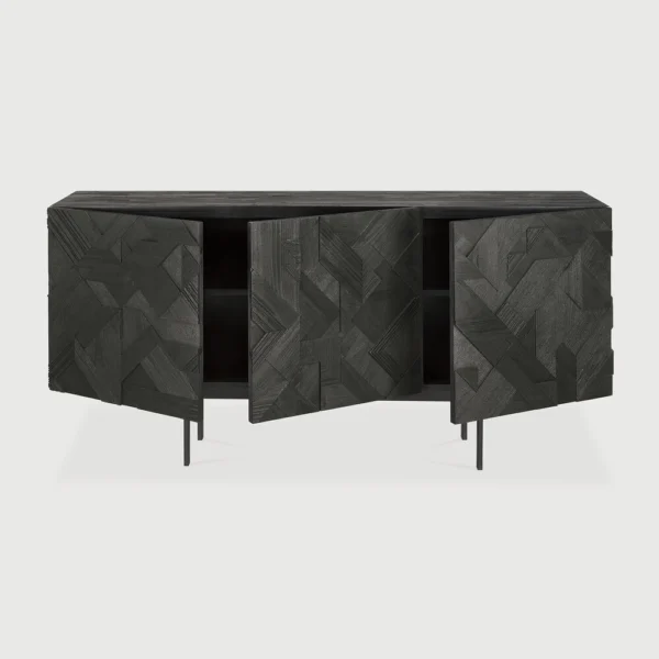 Stunning Mosaic Design Solid Black Teak Wood Sideboard furniture algarve buy shop