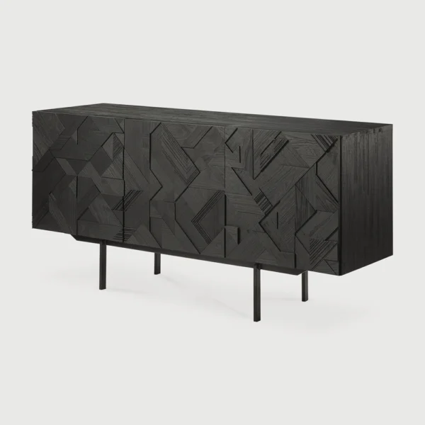 Stunning Mosaic Design Solid Black Teak Wood Sideboard furniture algarve buy shop