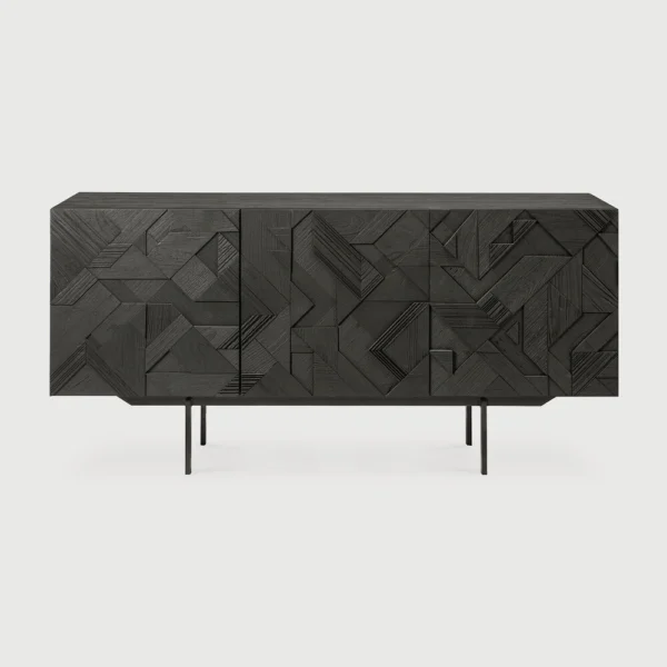 Stunning Mosaic Design Solid Black Teak Wood Sideboard furniture algarve buy shop