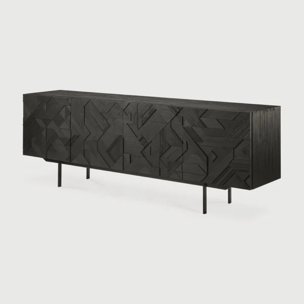 Stunning Mosaic Design Solid Black Teak Wood Sideboard furniture algarve buy shop