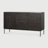 Hand Carved Grooved Solid Black Teak Sideboard furniture algarve shop buy
