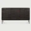 Hand Carved Grooved Solid Black Teak Sideboard furniture algarve shop buy