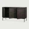 Hand Carved Grooved Solid Black Teak Sideboard furniture algarve shop buy