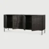 Hand Carved Grooved Solid Black Teak Sideboard furniture algarve shop buy