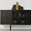 Contemporary Solid Black Teak Wood Slide Sideboard furniture algarve shop buy