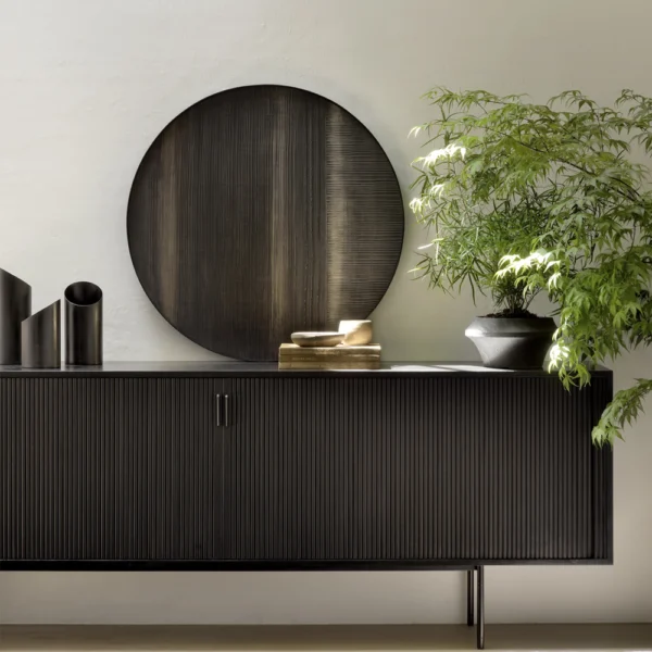 Contemporary Solid Black Teak Wood Slide Sideboard furniture algarve shop buy