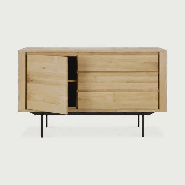 Contemporary Solid Oak Sideboard with Black Metal Base furniture algarve shop buy