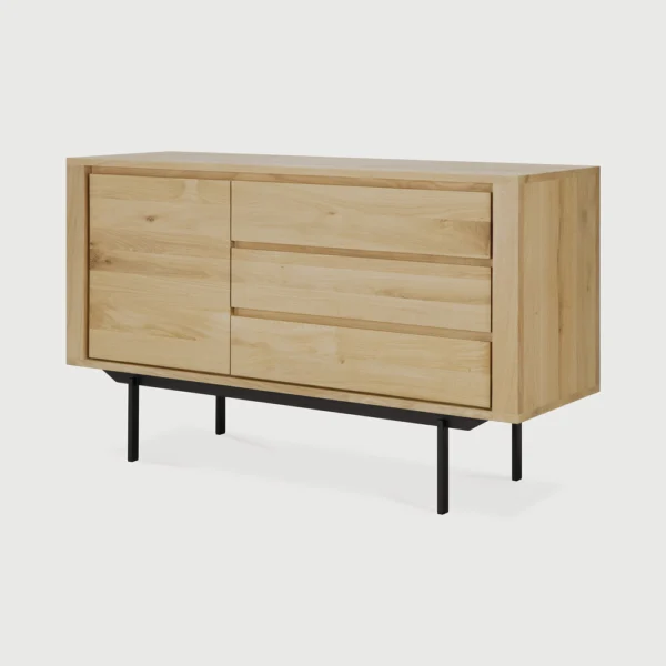 Contemporary Solid Oak Sideboard with Black Metal Base furniture algarve shop buy